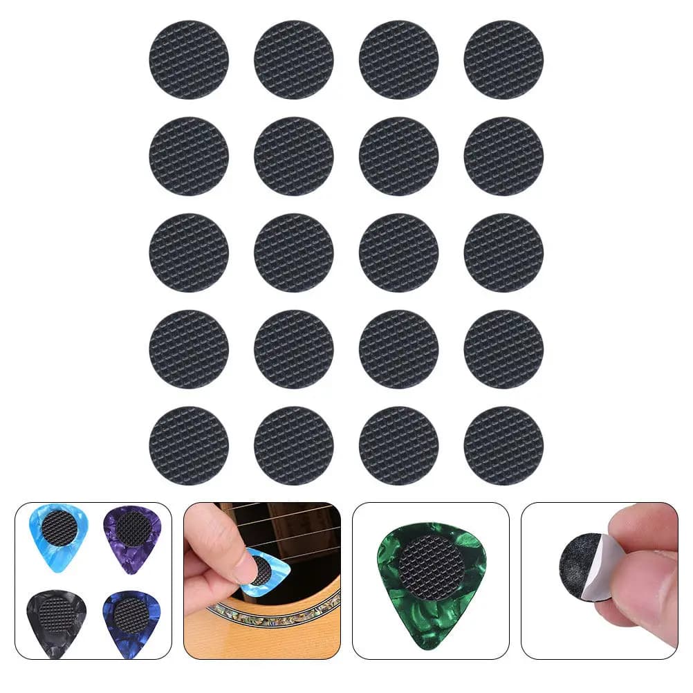 Set di 20 Pezzi di Impugnature in Gomma per Plettri di Chitarra, Superficie Antiscivolo Testurizzata, Design Autoadesivo per Supporti Plettri di Chitarra Acustica, Elettrica e Basso
