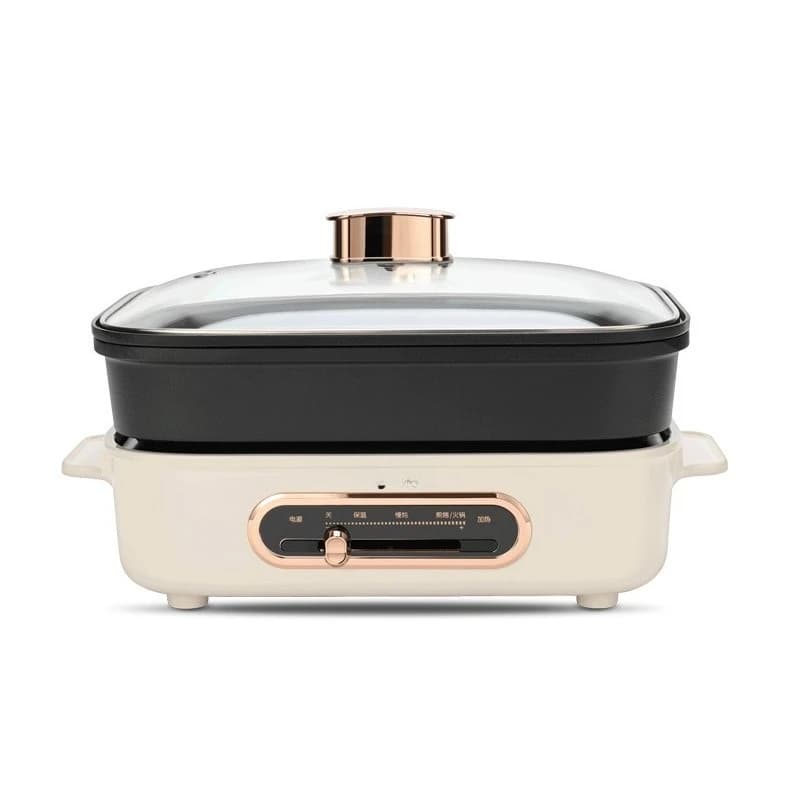 Padella Multifunzione Elettrica, Barbecue Elettrico, Padella per Friggere, Pentola Elettrica Multiuso per Cucinare, Uso Domestico
