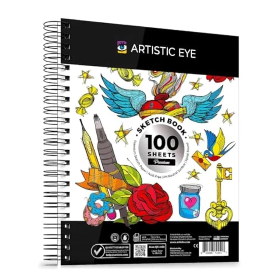 9x12 Premium Sketch Book Set, 100 Sheets, Spiral Bound, 68lb 100gsm,Acid-Free Drawing Paper, Ideal for Beginners, Artists and P