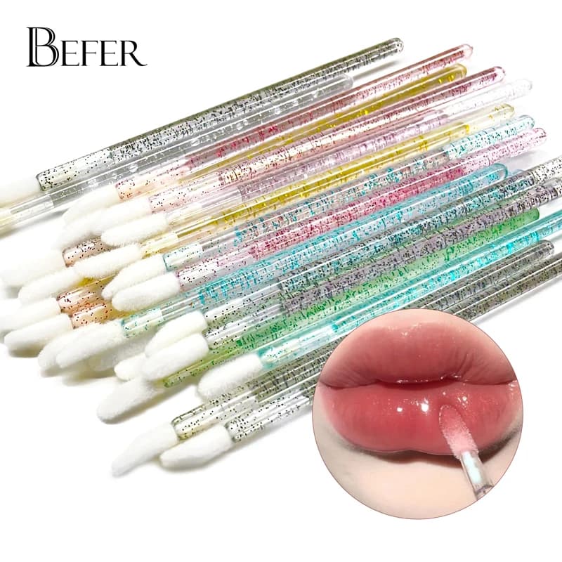 50Pcs disposable lip brush crystal brushes for Extension Eyelash applicator for Mascara lipstick sticks Set cosmetic plastic makeup tools