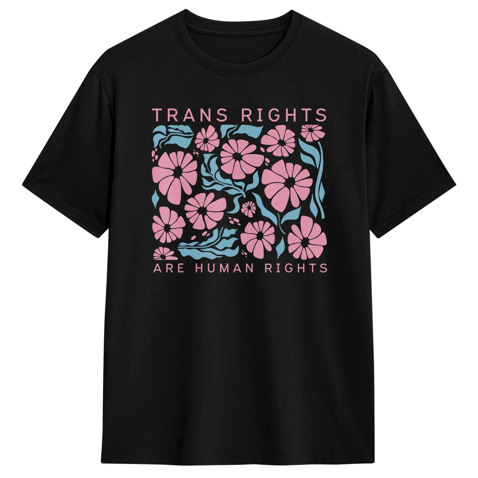 I diritti dei trans sono diritti umani T-shirt floreale LGBTQ T-shirt divertente estiva Y2K T-shirt divertente in cotone 100% per uomo Top casual