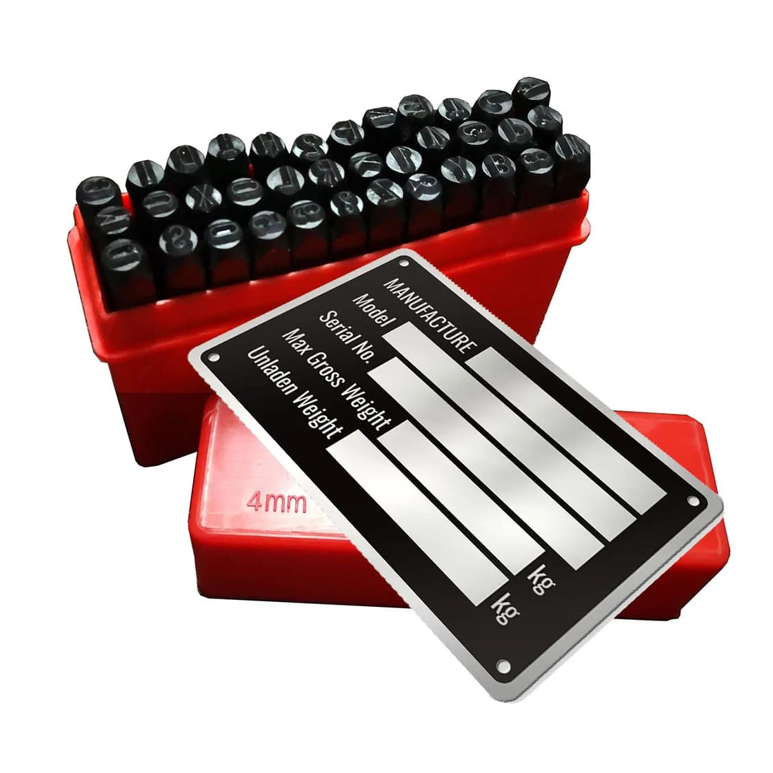 Data card Blank VIN & Weight Chassis Plate with Number & Letter Stamp Punch Set ,worning sign data sign plate