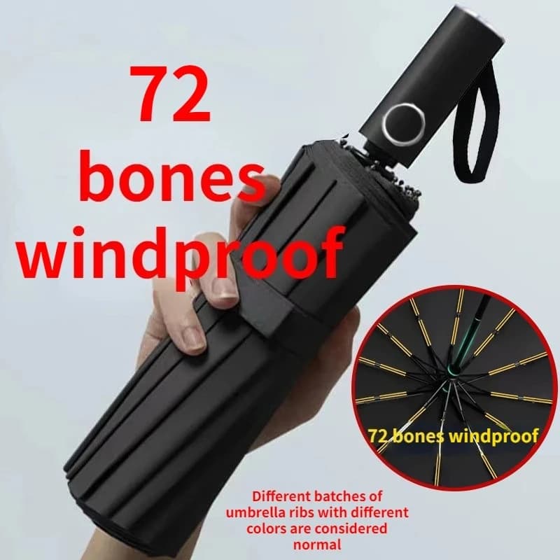 72 Bone Super Resistant Self-winding Folding Men's umbrella Large Rain Protective Sun umbrellas Reinforced by Women