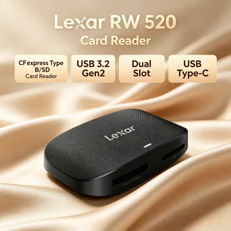 Lexar RW520 Memory Card Reader CFexpress Type B SD Card Reader USB 3.2 Gen 2 High Speed USB Type-C for Camera Data Transfer
