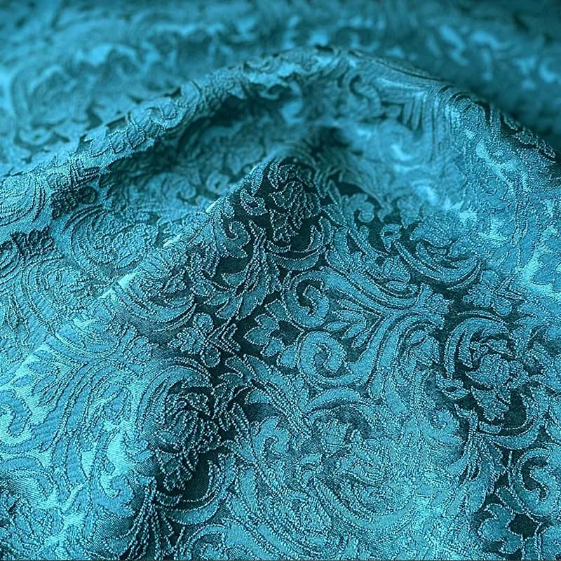 Tessuto Jacquard goffrato con motivo floreale blu pavone materiale da cucito abito Cheongsam tessuto per indumenti 150cm venduto al metro