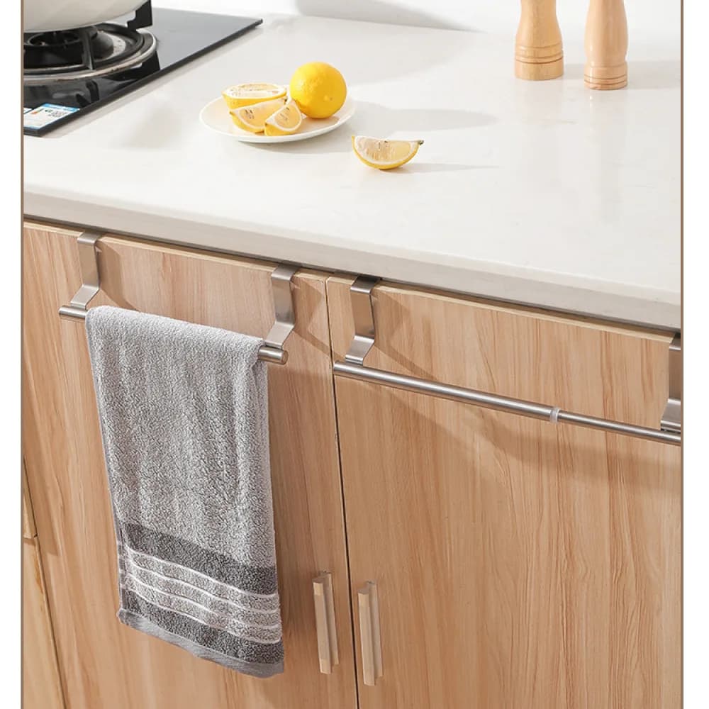 Bathroom Towel Rail Stainless Steel Punch Free Organizer Cabinet Door Hanging Holder Kitchen Space Saver Rack