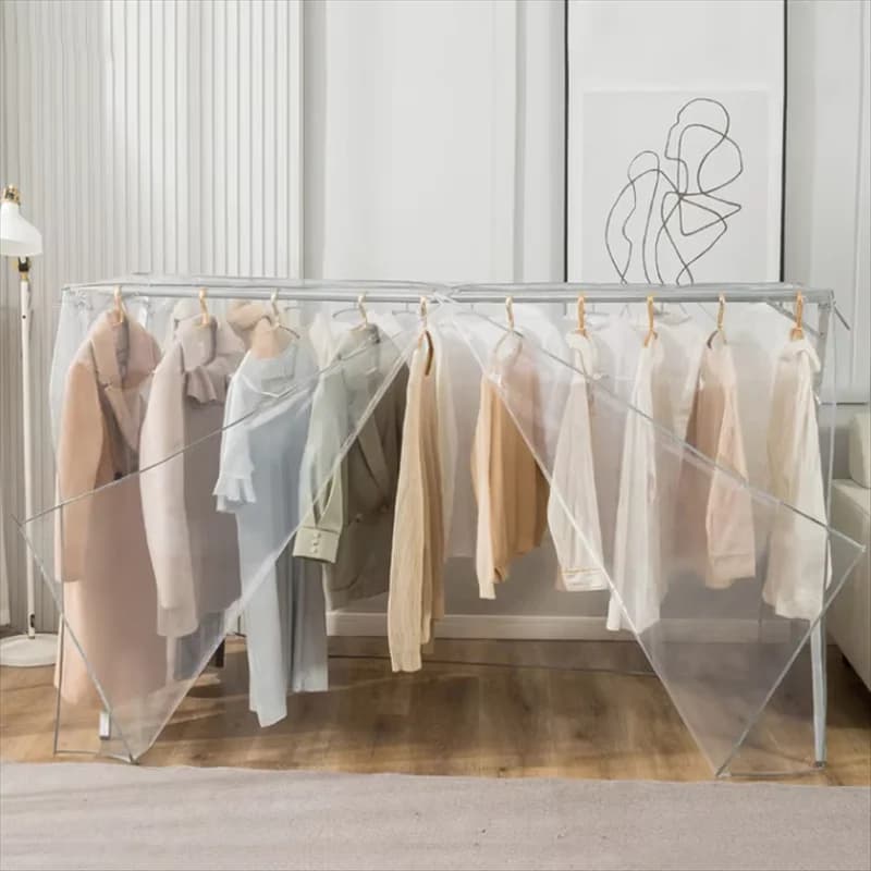 Bedroom Universal Floor Standing Clothes Hanger Dust Cover New Translucent Clothes Dust Cover Big Capacity Clothes Storage Cover