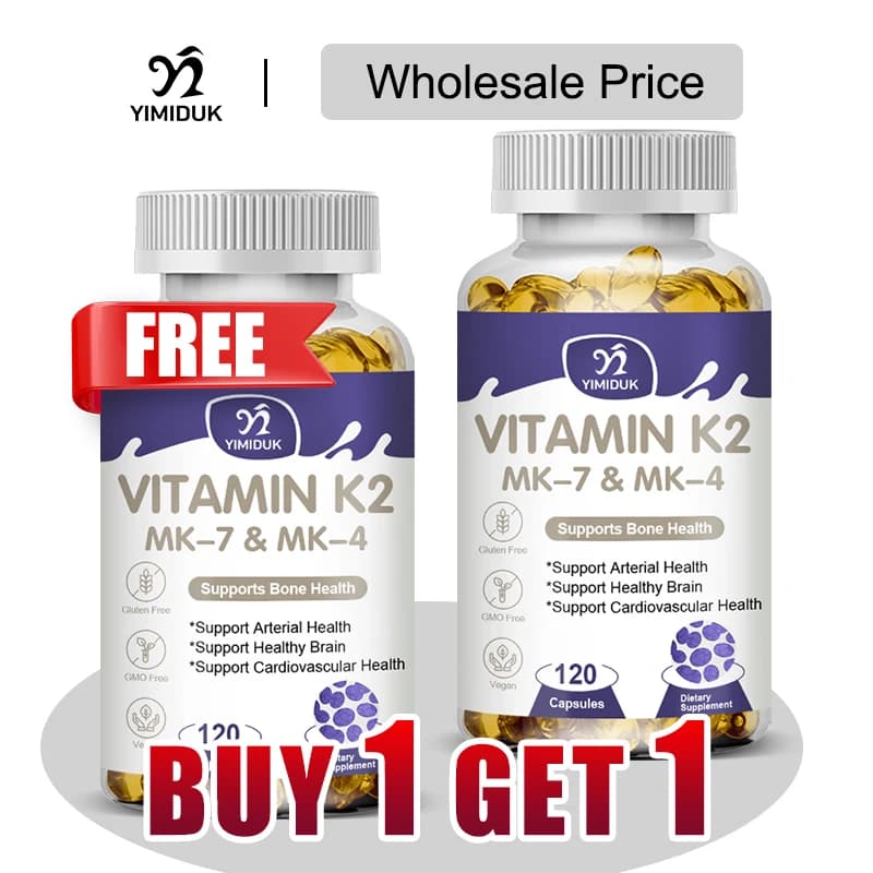 Buy 1 receive 1 free! Complex vitamin supplement K2 MK-7 and MK-4, supports bone density and heart health, optimal calcium absorption