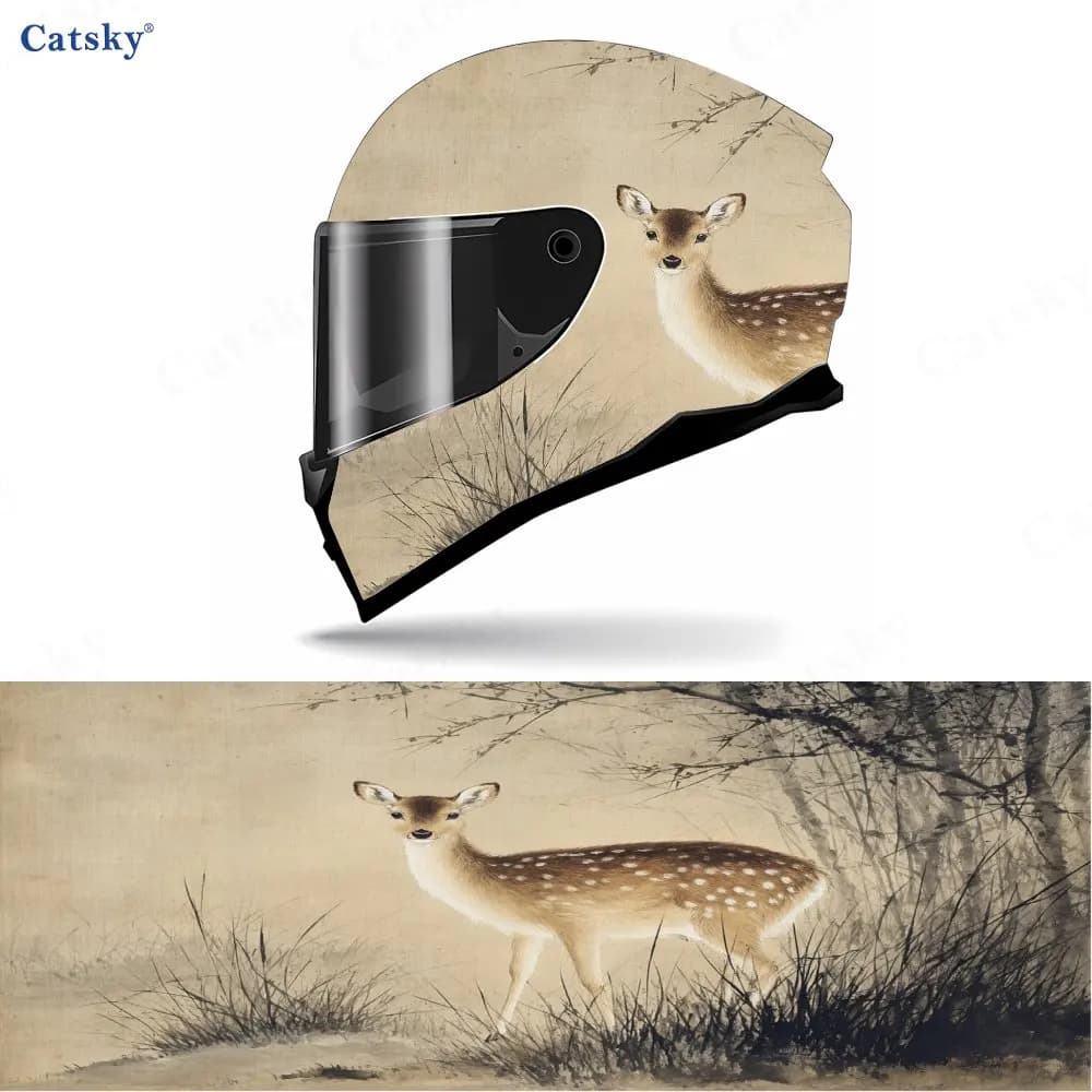 Adesivo per casco da motociclista impermeabile autoadesivo in materiale PVC cervo con lavaggio dell'inchiostro, incolla saldamente e non cade, impermeabile e resiste