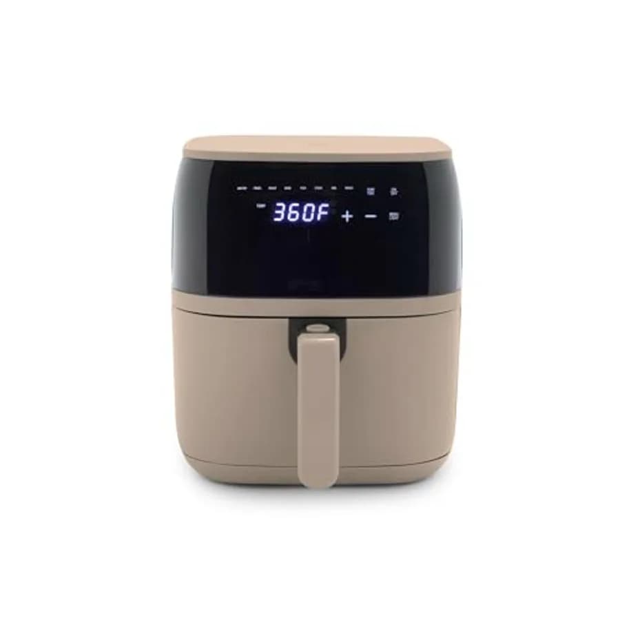 Friggitrice ad Aria Elettrica Compatta 5.3 QT, Senza PFAS, con Cassetto Antiaderente in Ceramica, Display Digitale One-Touch, Finestra di Facile Visualizzazione, Spegnimento Automatico
