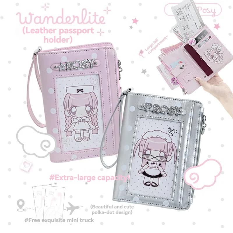 1PC Polka Dot Leather Passport Bag Cute Korean Storage Bag Portable Travel Document Bag Change Card Bag
