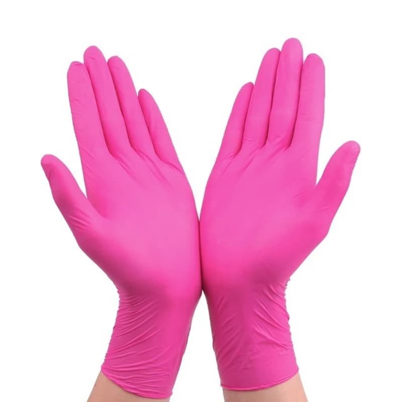 Guanti monouso in nitrile rosa neri Guanti protettivi da lavoro di sicurezza senza polvere per guanti da meccanico per la pulizia del salone di bellezza della cucina