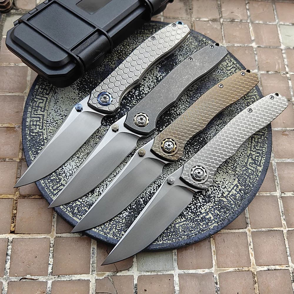 JUFULE 2025 DUK Manico in titanio Reale 60+ HRC 154CM Cuscinetti in ceramica in acciaio Tasca EDC Strumento Cucina da campeggio Coltello pieghevole per esterni