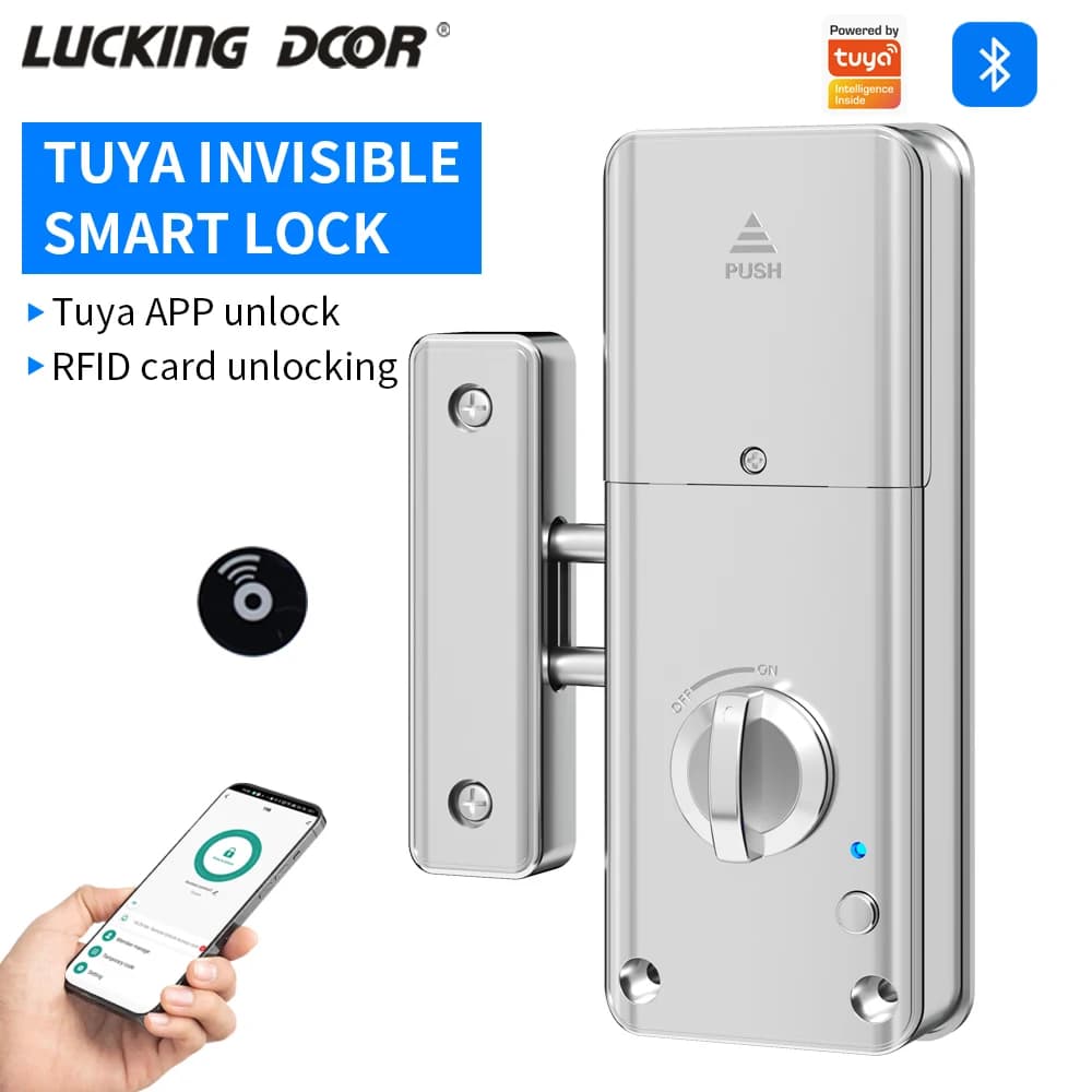 Maniglia per serratura elettronica in alluminio Bluetooth intelligente App Tuya Serratura digitale senza chiave per porta in metallo e legno con gateway M1 a Wifi