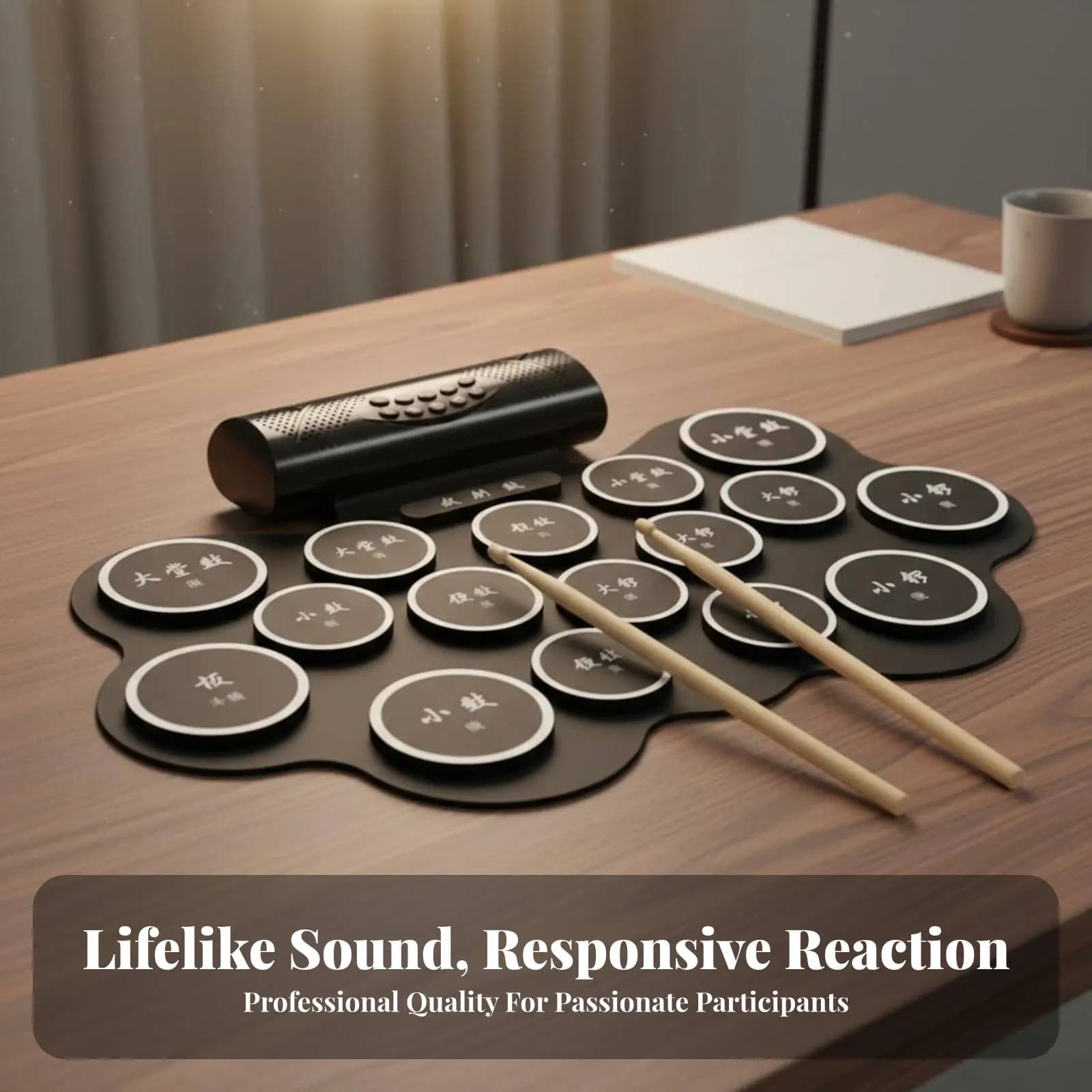 Pad per Percussioni Digitale Portatile per Spettacoli Teatrali Cinesi, con Suoni Multipli e Uscita con Auricolari Inclusi
