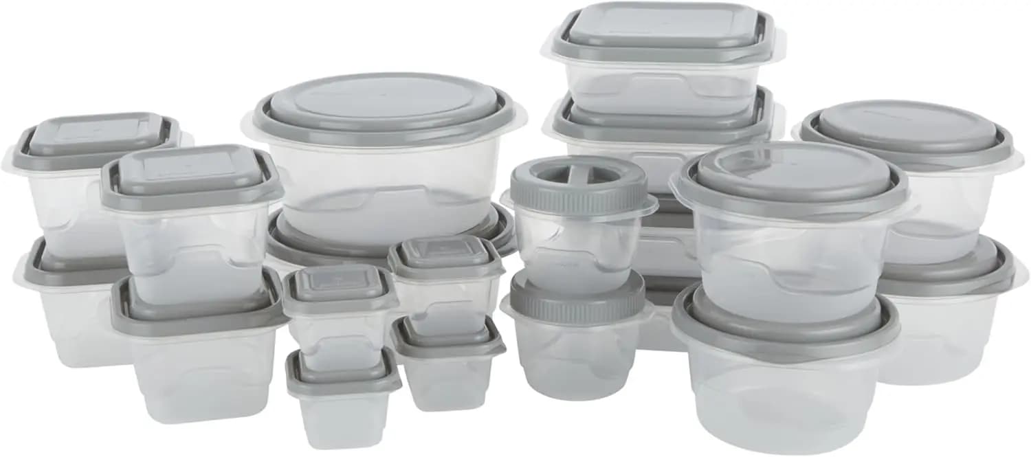 Set di 40 Contenitori per Alimenti, Senza BPA, Varie Dimensioni con Misurazioni, Coperchi Sicuri