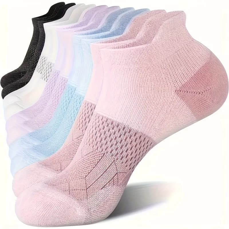[Calzini a compressione 5 paia] 10 calzini a compressione da donna (5 paia) - Supporto per l'arco plantare alla caviglia dal taglio basso