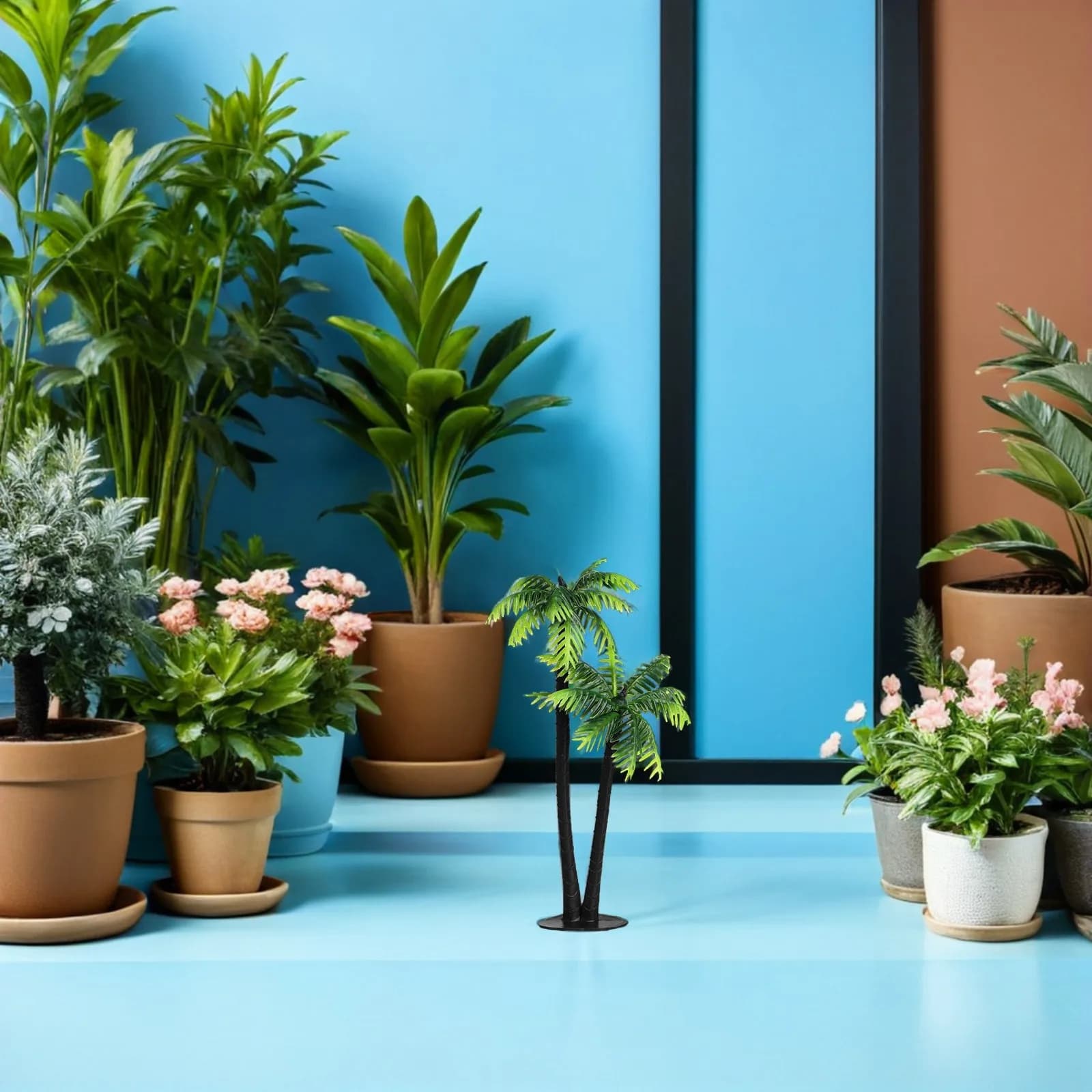 15Pcs Micro Landscape Coconut Trees Mini Palm Decorations Plastic Artificial Plants for Fish Tank Garden Model Trees