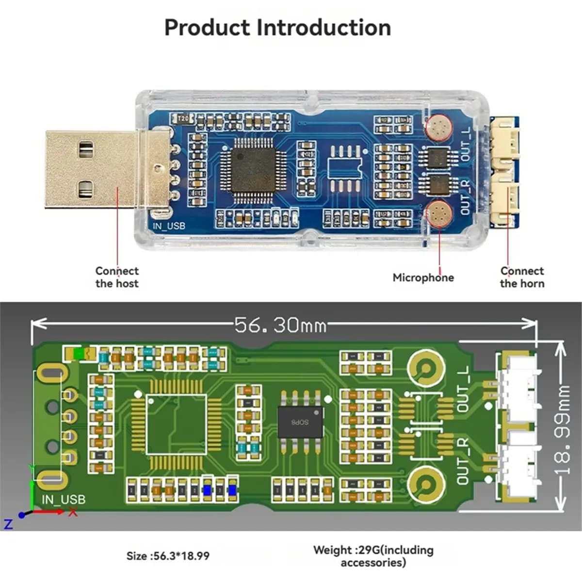(A96Z) Scheda audio USB SSS1629A5 supporta la riproduzione e l'elaborazione di codici audio stereo Plug-and-Play per Raspberry Pi/Jetson Nano