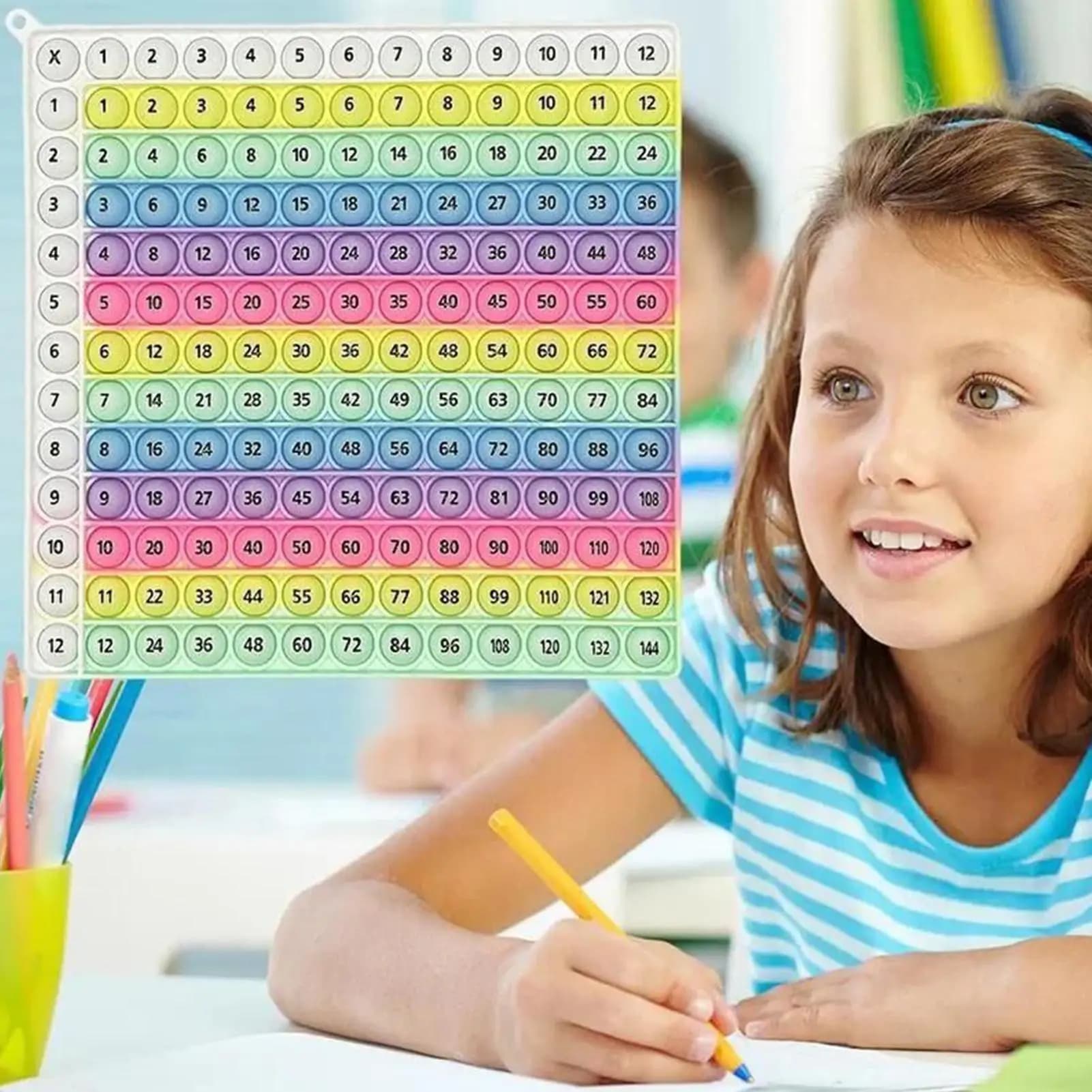Gioco Educativo con Numeri 12x12, Moltiplicazione e Addizione 12+12, Giocattolo Fidget con Bolle da Schiacciare per Bambini