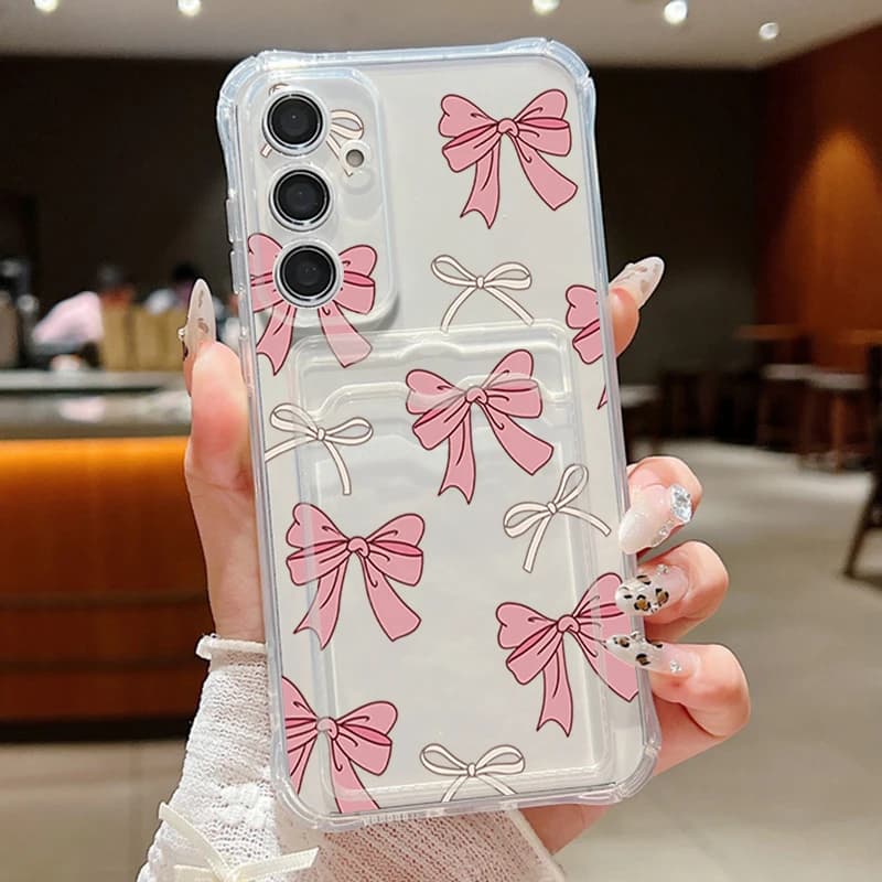 Custodia a Portafoglio con Tasca per Carte per Samsung Galaxy S26 S25 S24 Ultra Plus S25 S24 FE S22 A57 A17 A37 A56 A55 A36 A26 A16 A35 A15 con Chiusura a Fiocco