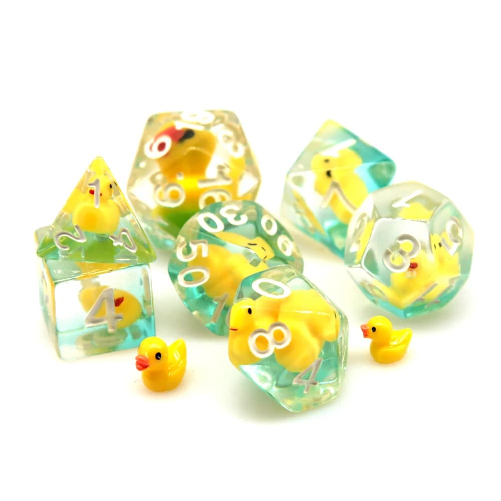 7 pz/set trasparente giallo anatra dadi in resina per TRPG DND scheda poliedrica accessori da gioco da tavolo