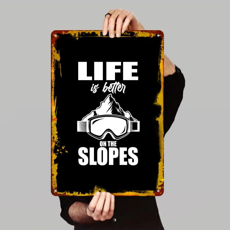 Ski Theme Metal Wall Art Mountain Landscape Ski Goggle Decor Home Wall Decoration