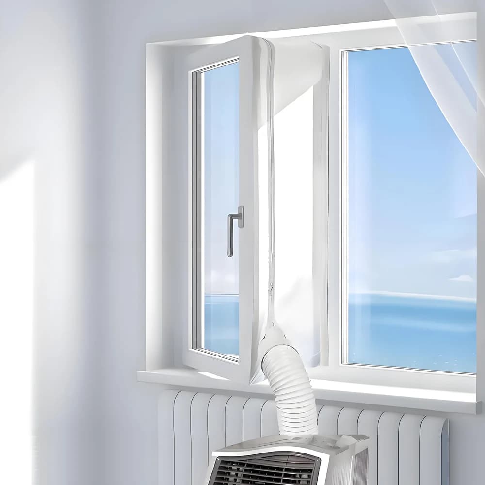 AirLock Window Seal for Portable Air Conditioner, 300/400CM Flexible Cloth Sealing Plate Window Seal with Zip and Adhesive Fast
