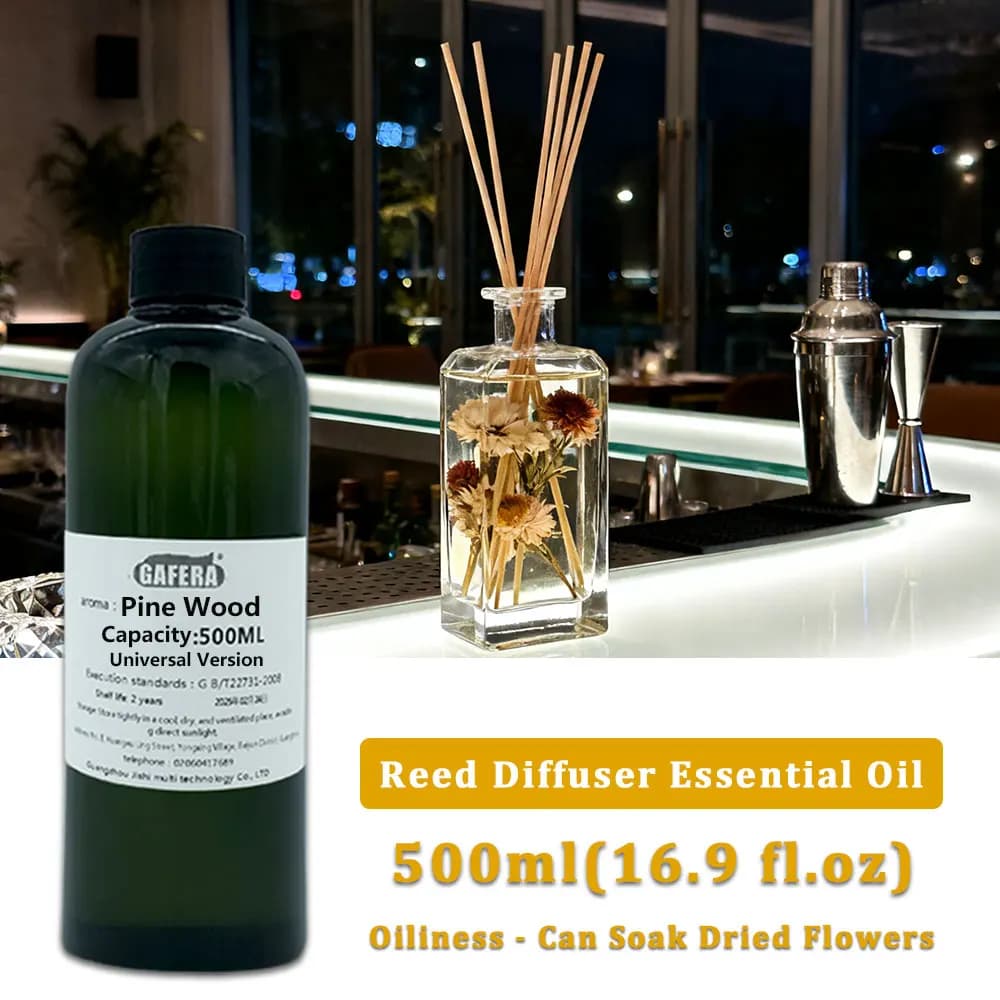 GAFERA 500ml(16.9 fl.oz) Pine Wood Hilton Essential Oil For Vine Diffuser & Flameless Aromatherapy, Diffuser Replenish Aroma Oil