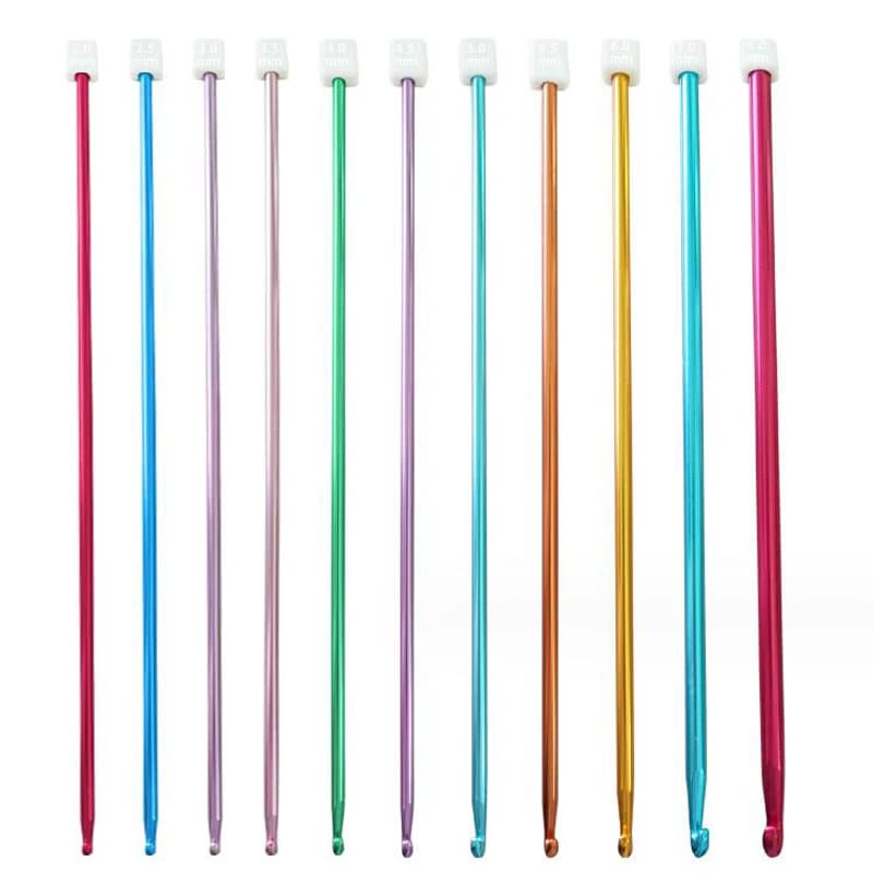 Set Long Crochet Set 9/11 Pieces Great Tools for Knitting and Crochet Ferri from Colorful Aluminum Mesh