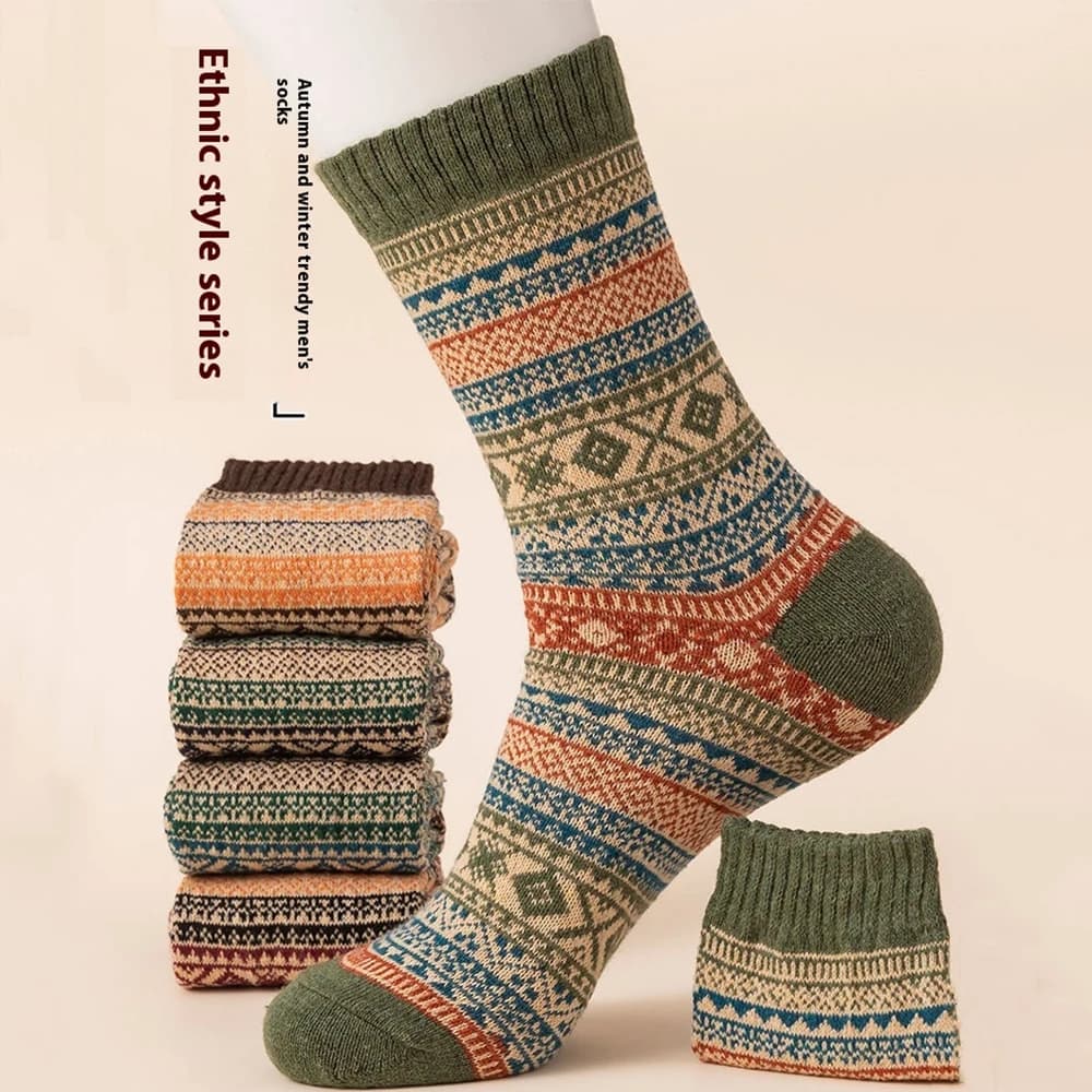 5 pairs of autumn winter wool socks for men warm soft medium length socks short socks in ultra thick cashmere antifreeze for men Harajuku