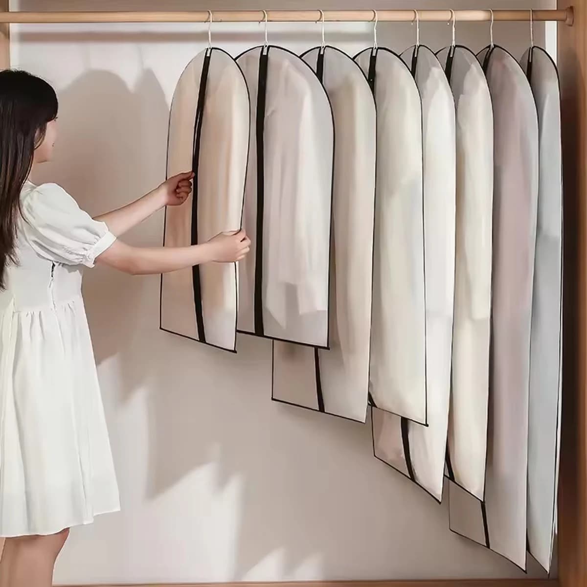 Transparent Dust Cover for Clothes, Hinge Coat Cover, Waterproof, Coat, Dress, Dress, Clothes Organizer