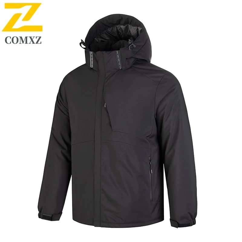 Men's luxury padded jacket Detachable hood Ski on the snow Warm coat often Comfort Camping Grafene Winter coat anti-warming wind