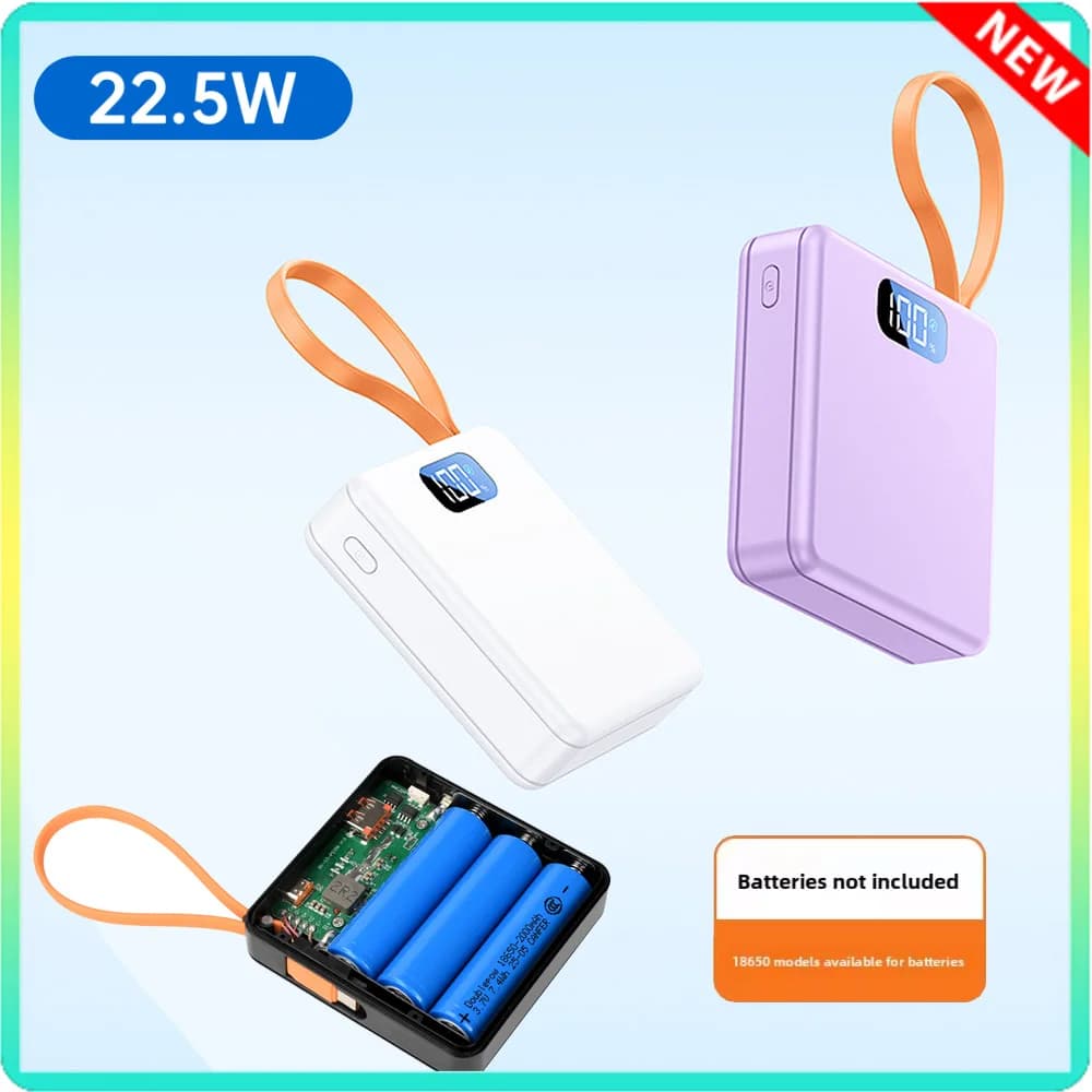 Scatole per batterie al litio 18650 a 3 slot fai-da-te 22,5 W 10 W Custodia per caricabatterie per banca di potere senza saldatura a ricarica rapida Interfaccia USB tipo C