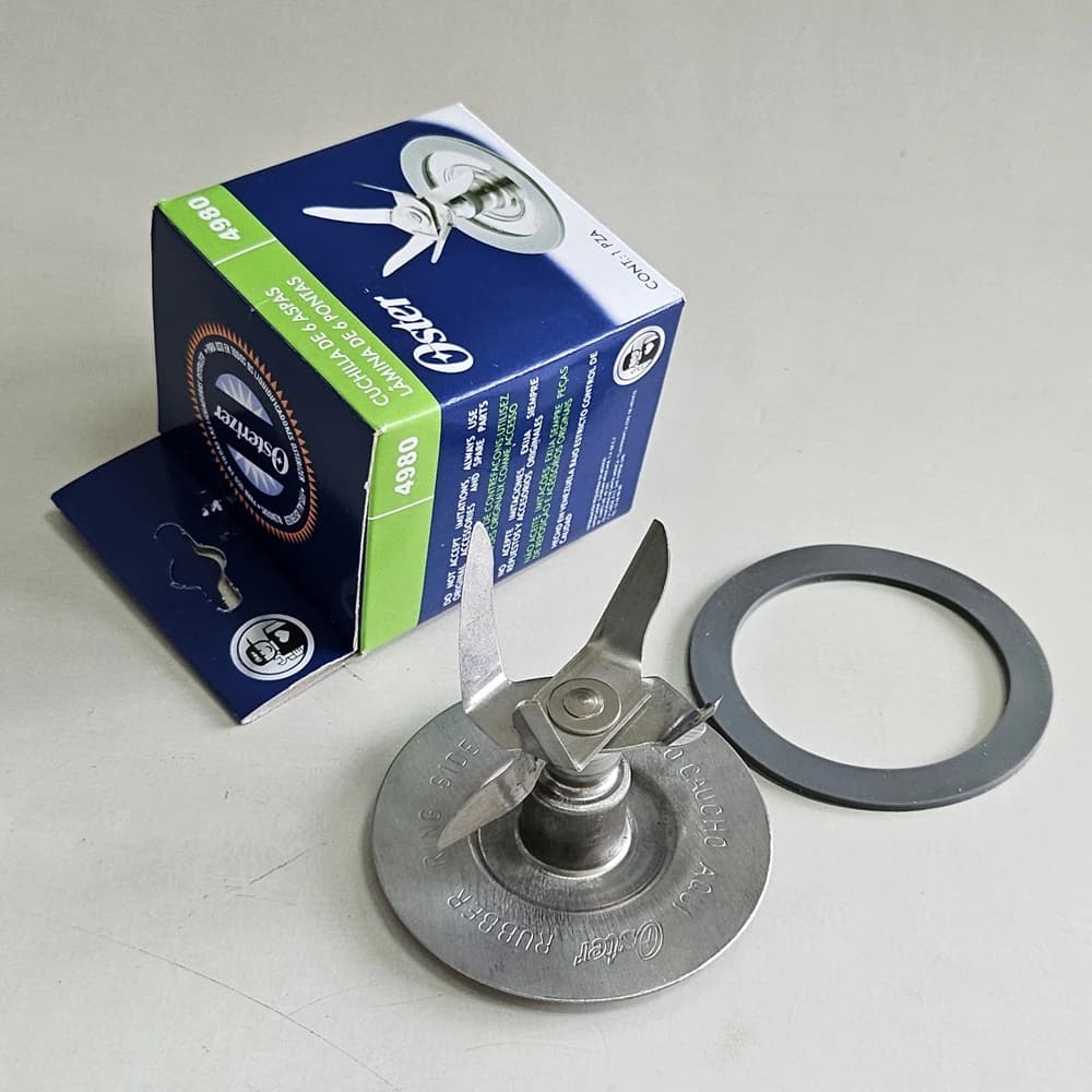 Parti di ricambio per frullatore compatibili con Oster, 6 lame in acciaio inossidabile 4980 con guarnizione in gomma a forma di O