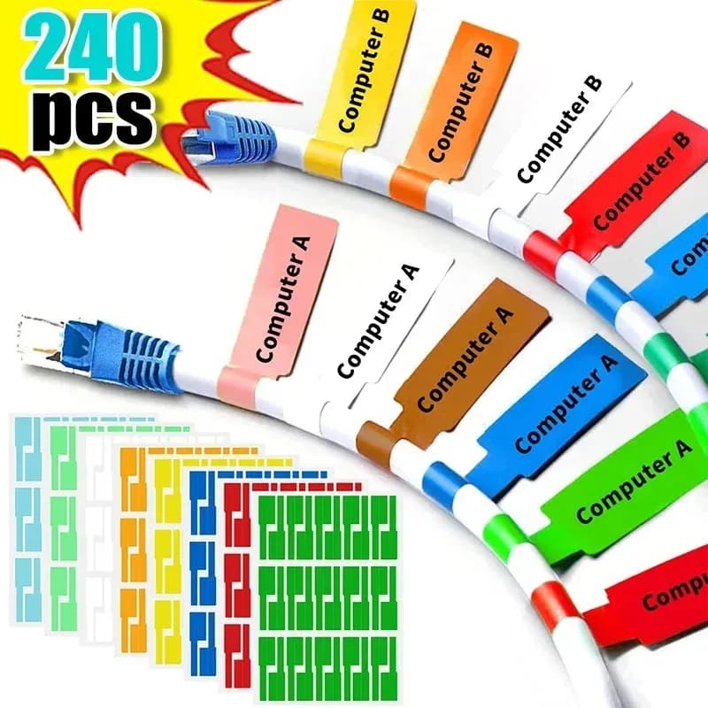 Etichette per Cavi Colorate e Impermeabili, Adesive e Resistenti allo Strappo per Gestione Cavi