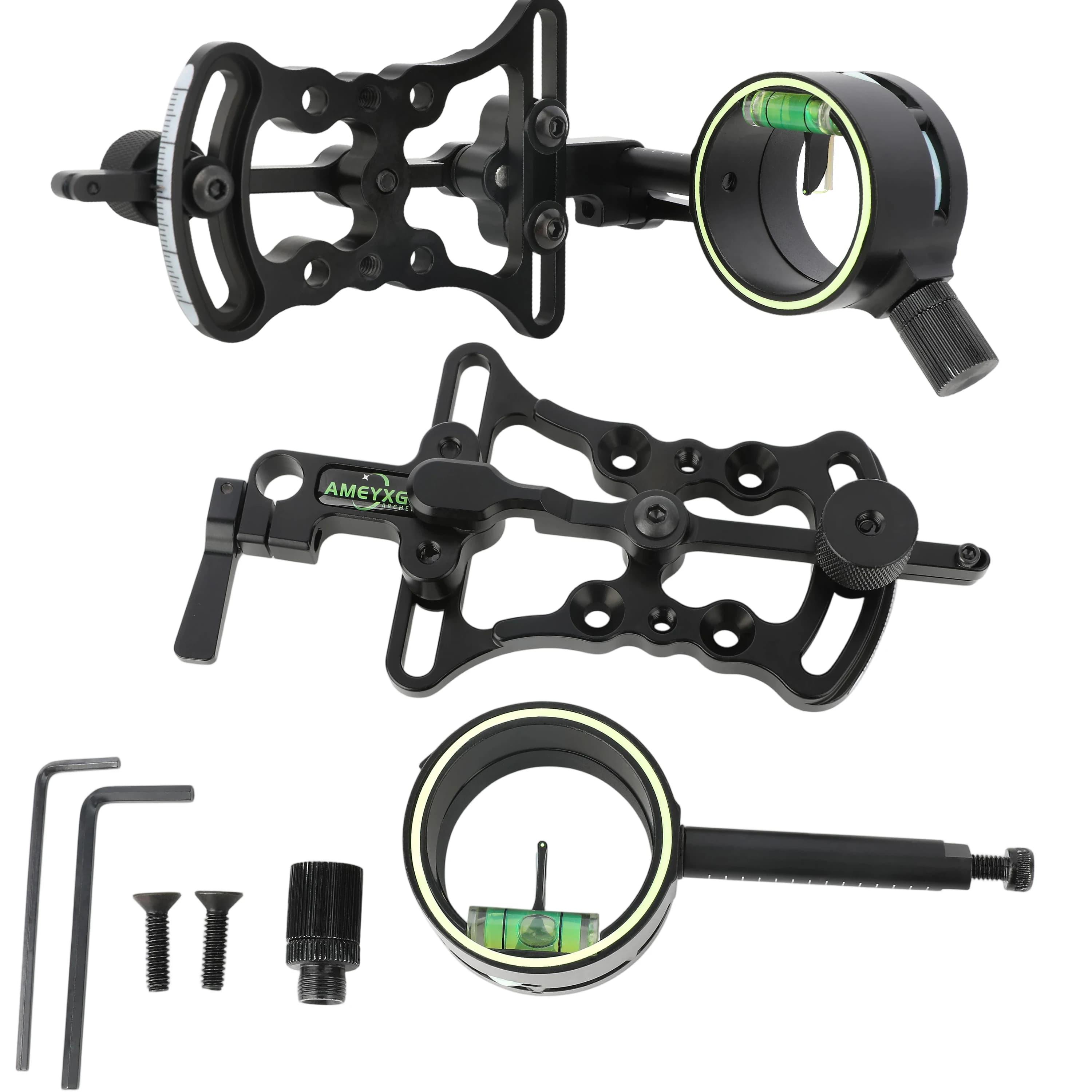 Archery Compound Sight 1 Pin 0.019" Optical Fiber Aluminum Alloy Right Hand for Hunting Target Practice Shooting