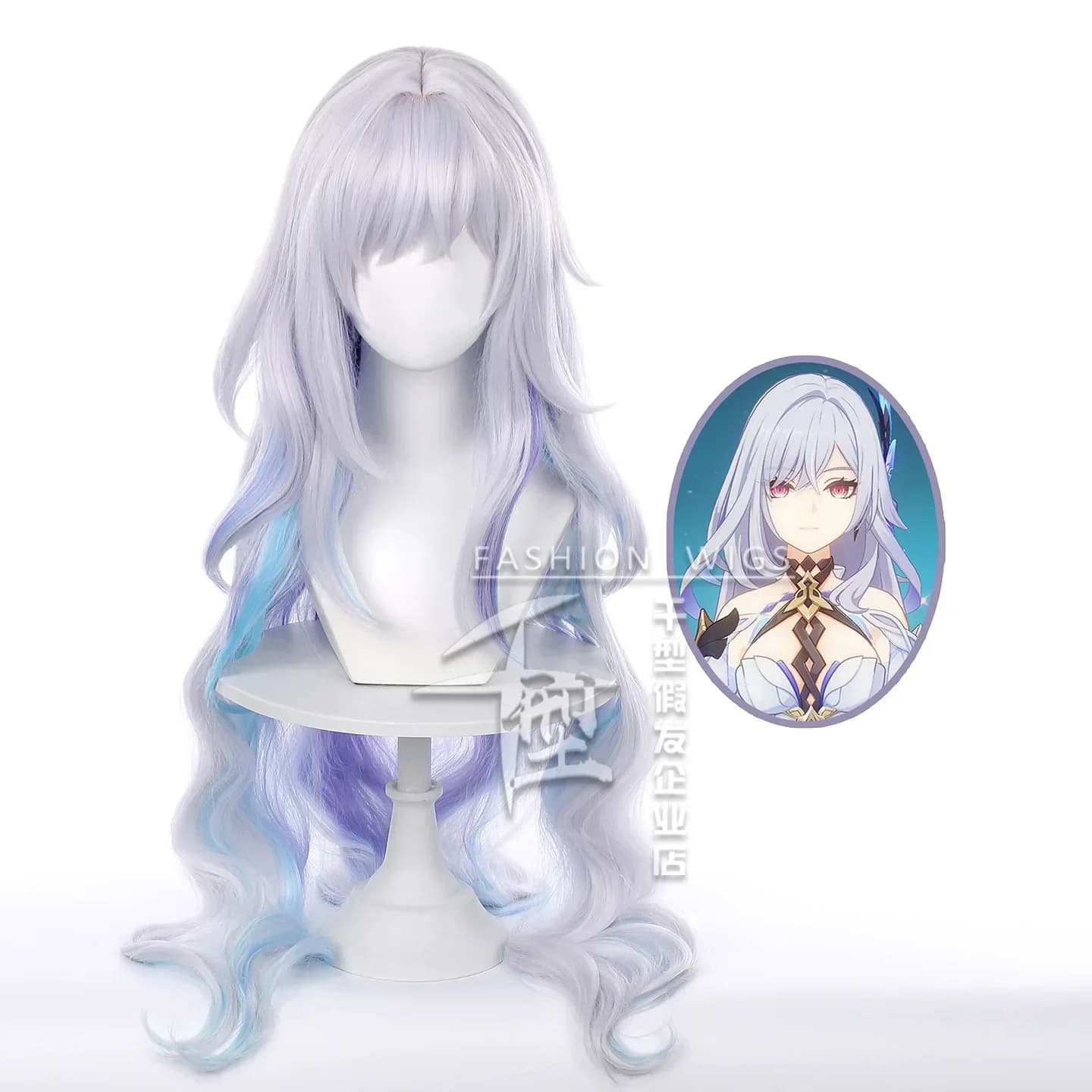 Parrucche per Cosplay Skirk Genshin Impact, 100 cm, Capelli Ricci Viola Chiaro, per Comic-con, Travestimenti e Accessori per Costumi Adulti