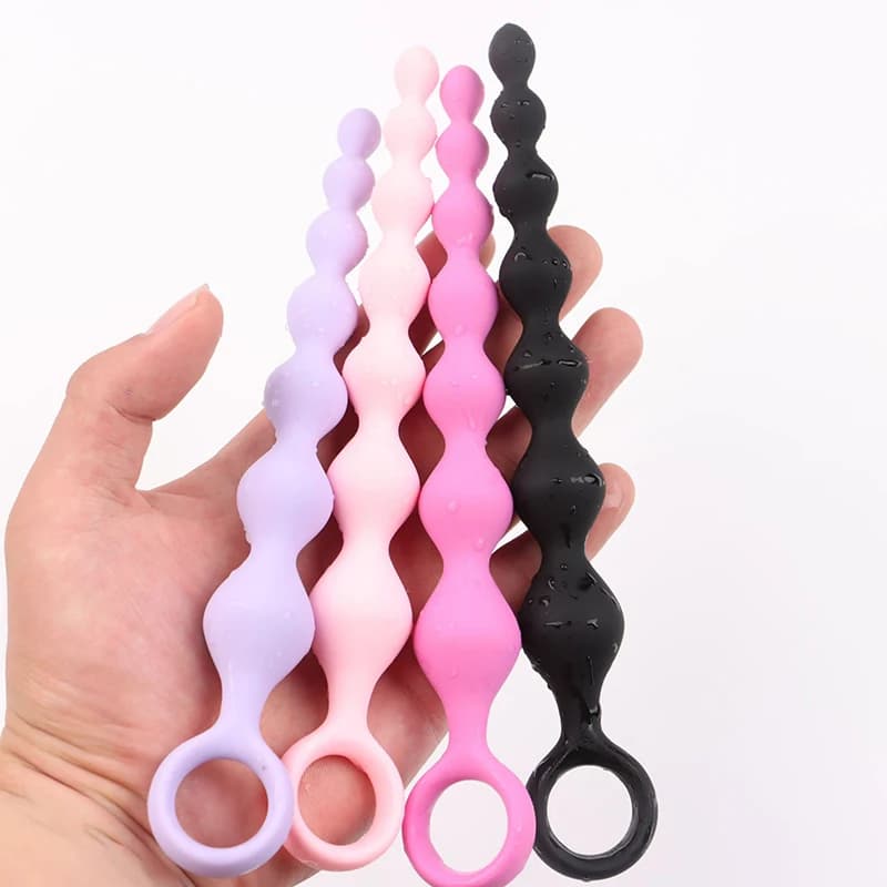 Perline Morbido Plug anale 7 Palline Silicone G-Spot Stimolante Butt Plugs Stimolazione anale Pull Bead Dildo Giocattolo del sesso anale profondo