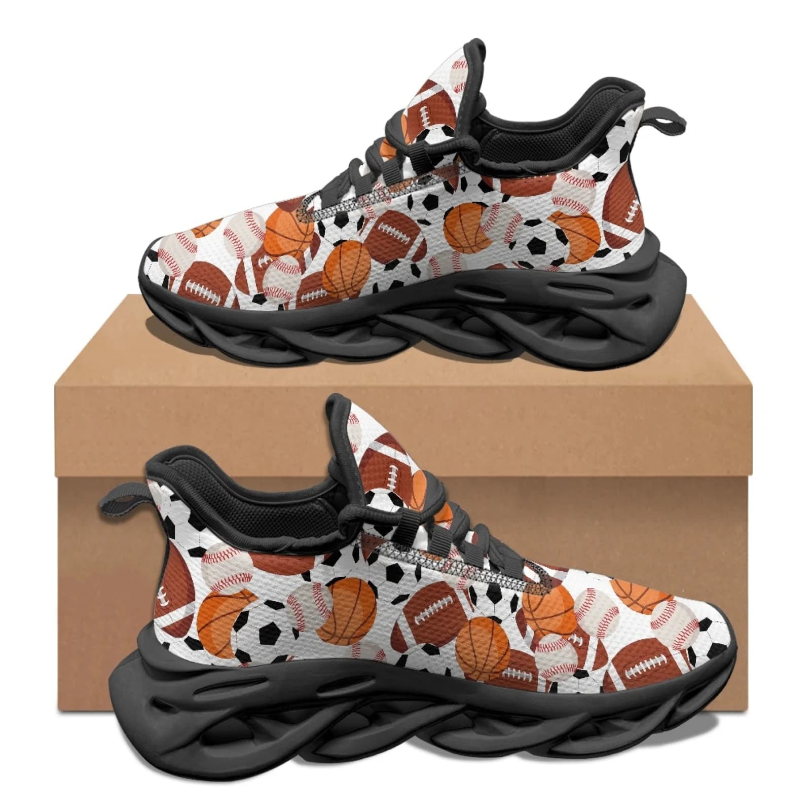 PENSTROLL Sports Balls Pattern Non Slip Athletic Sneakers for Student Mesh & EVA Men's Sneakers Running Tennis Shoes