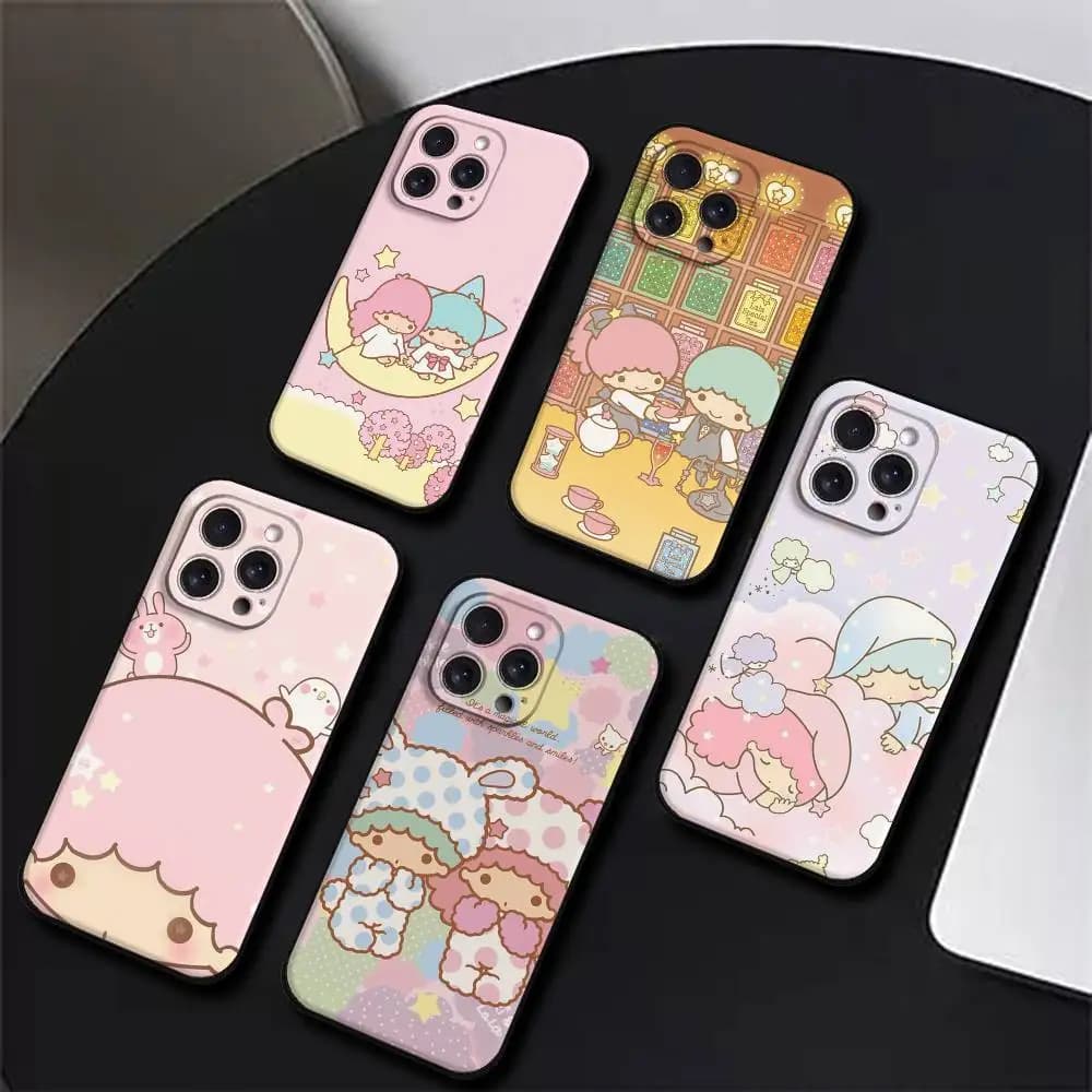 Custodia per telefono simpatica con cartoni animati Little T-Twin S-Stars per iPhone 17 16 15 14 13 12 11 PRO MAX PLUS Mini, in TPU morbido e delicato sulla pelle