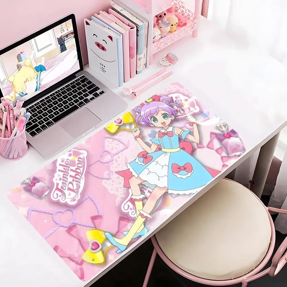 Tappetino per mouse anime P-pretty C-cure, tappetino per mouse grande da gioco con bordi rinforzati, tappetino per tastiera e scrivania per computer