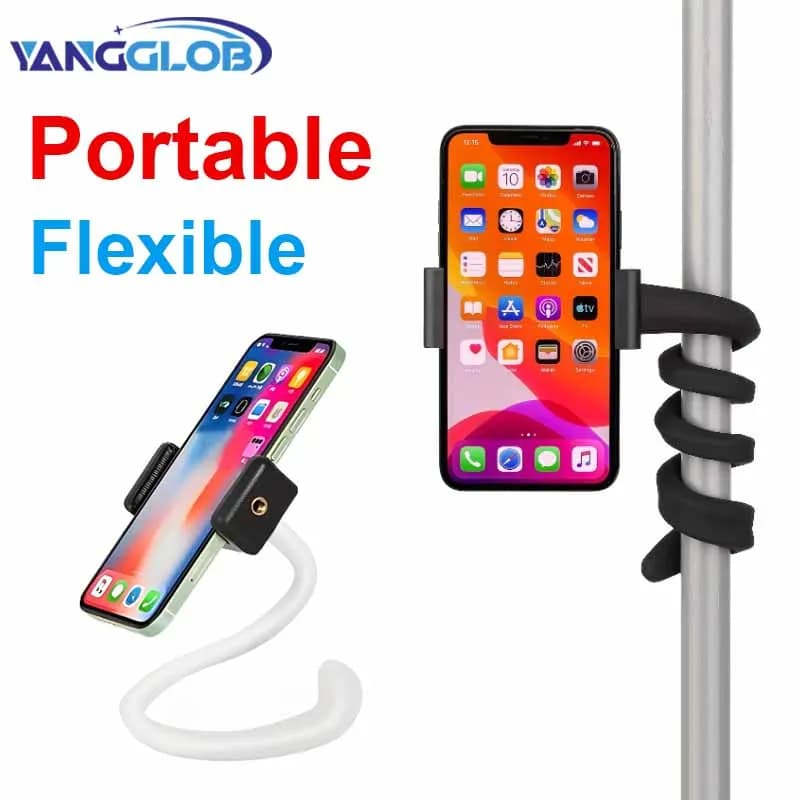 Supporto per telefono cellulare flessibile portatile da 1 pezzo per tapis roulant, bici da ardere, passeggino, carrello della spesa, letto, auto, cucina, scrivania