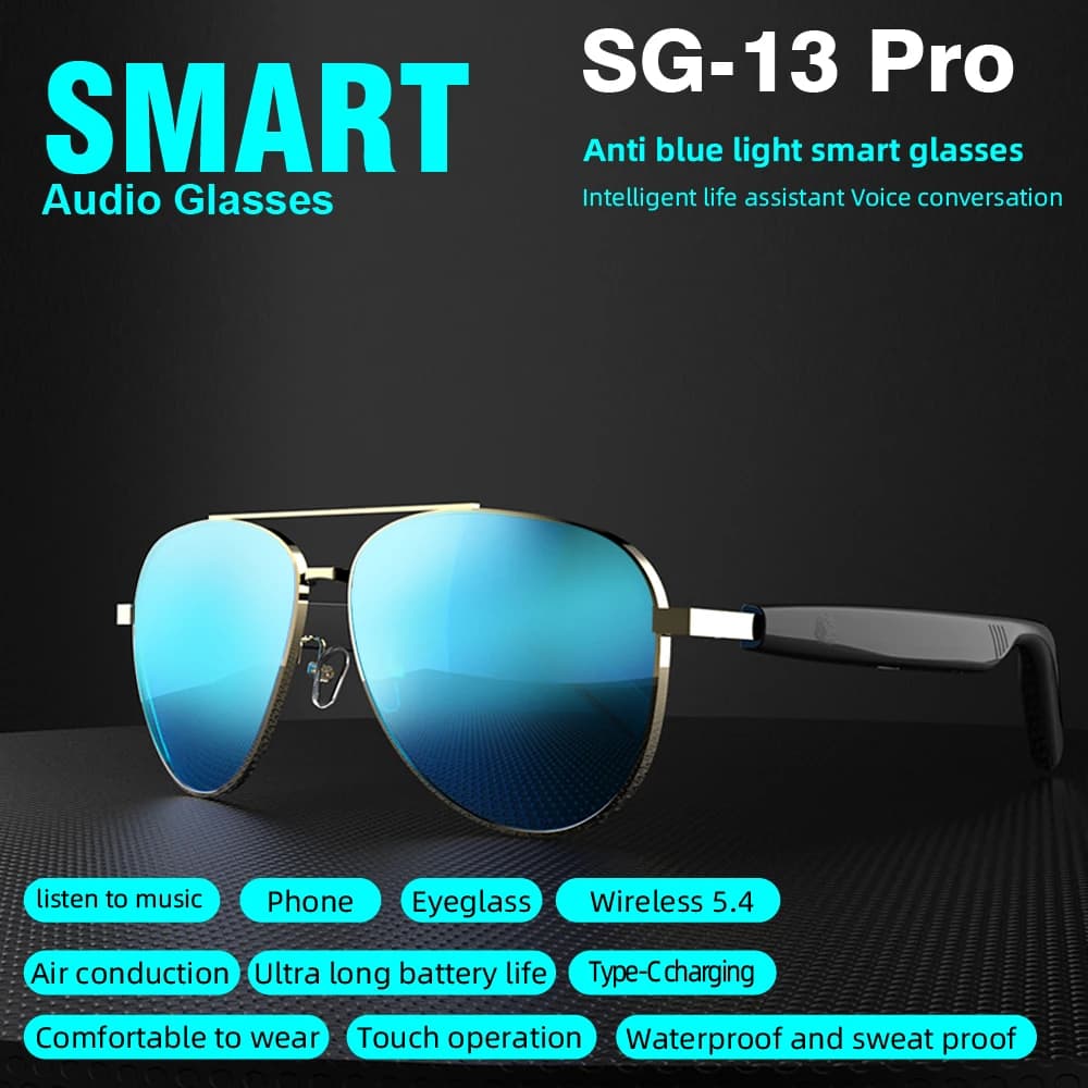 Occhiali Bluetooth wireless intelligenti SG-13Pro Sport all'aria aperta Moda Occhiali anti-luce blu Rispondi al telefono Operazione touch