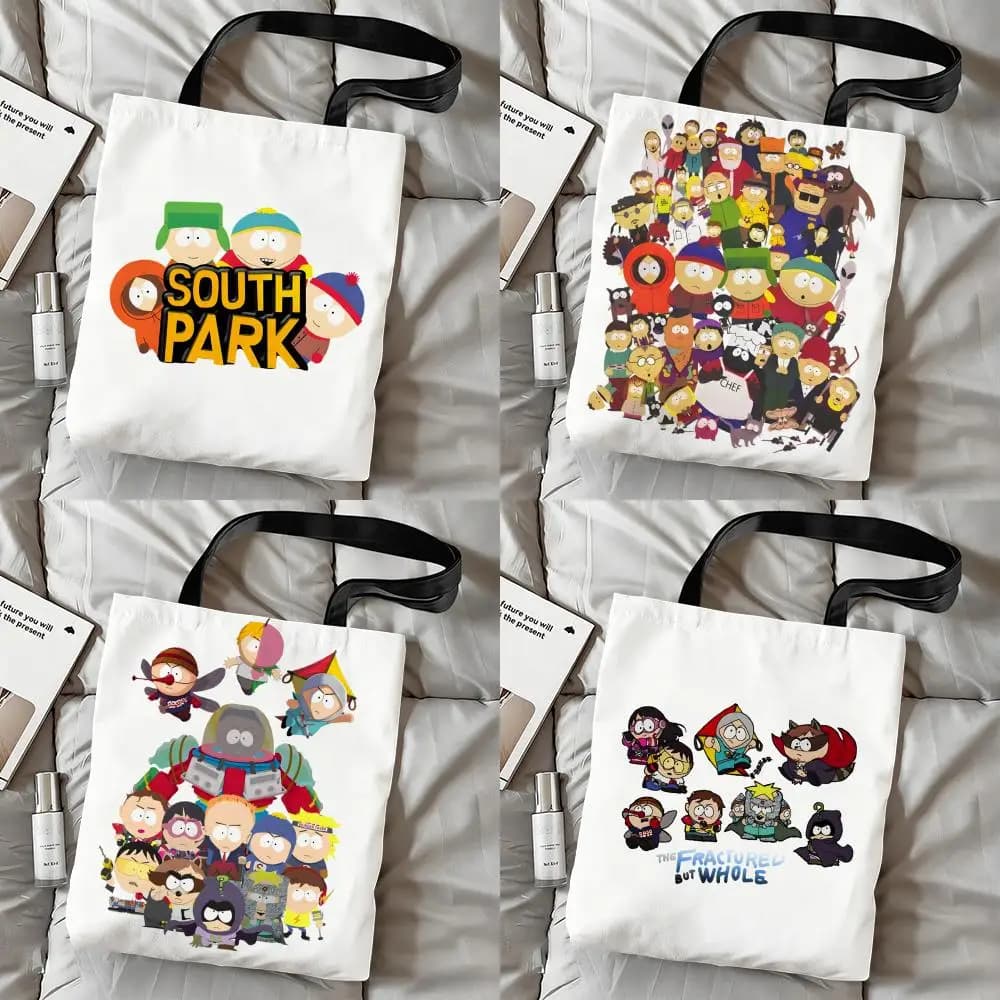 Cartoon S-South Park Storage Bags Double-Sided Print Canvas Tote Bag Fashion Large Capacity Women's Shoulder Handbag