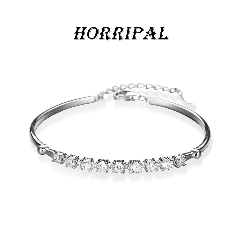 HORRIPAL D VVS1 Bracciale Moissanite da 3 mm per donna Gioielli di moda impilabili regolabili in argento sterling 925 impermeabili per matrimonio