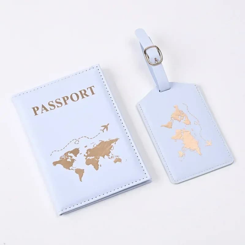 Set Porta Passaporto da Viaggio per Uomo e Donna - Custodia Protettiva per Passaporto con Etichetta Bagaglio, Portafoglio Accessori da Viaggio Portatile