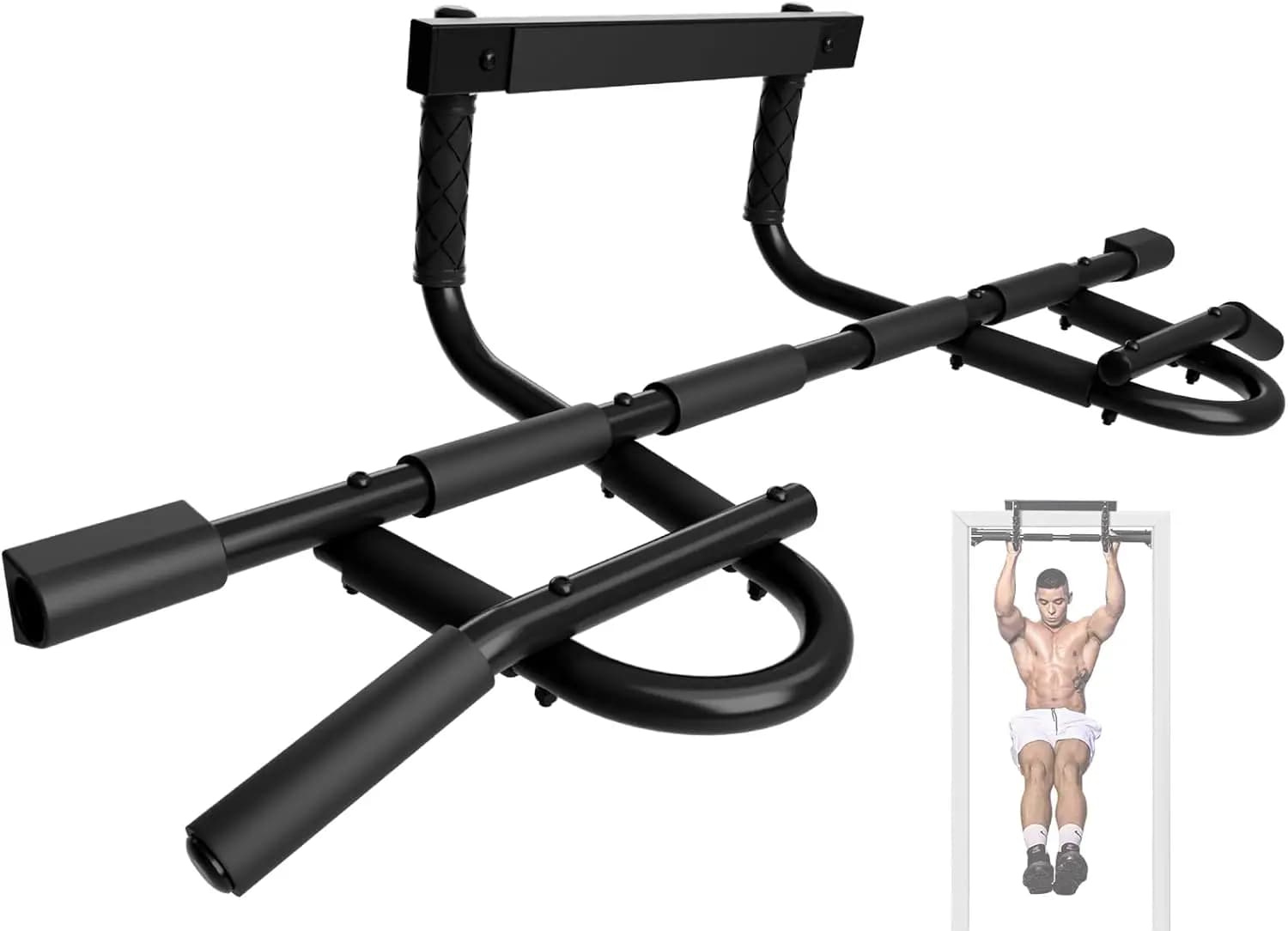 Barra per trazioni a parete resistente, barra per trazioni multi-grip da appendere alla porta per allenamento di forza a casa