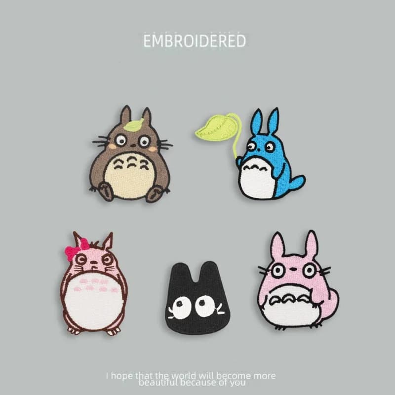 My Neighbor Totoro Embroidered Iron on Patches Self Adhesive No Sew Fabric Stickers Cute Applique Decor for Journal Notebook DIY