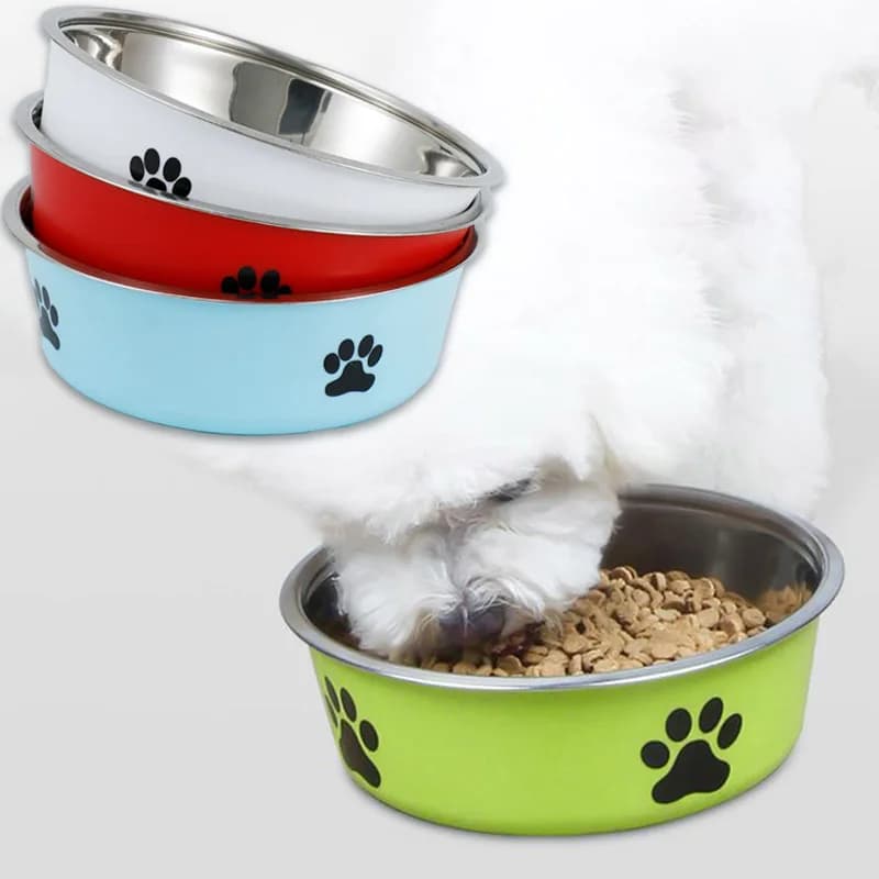 Ciotola per animali domestici Ciotola per acqua per cani in acciaio inossidabile con gomma antiscivolo Gatti e cani Acqua potabile Mangime per animali domestici Ciotola per alimenti Alimentatori Animali domestici Cani